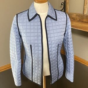 Carlisle powder blue & navy blue quilted jacket size 2